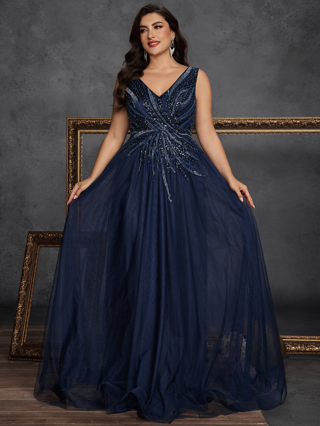 Elegant Large-sized Contrast Lace Beaded Net Skirt Is Suitable For Women. - BLUEPLUM Luxury | Blue Plum