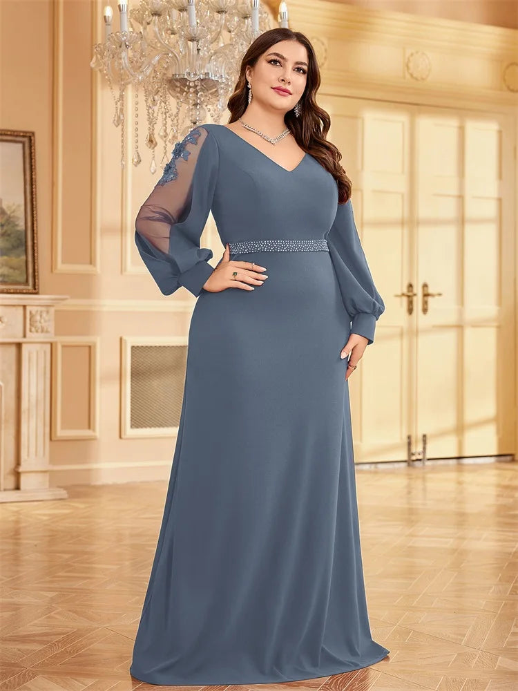 Bellissima Green V-Neck Evening Dress
