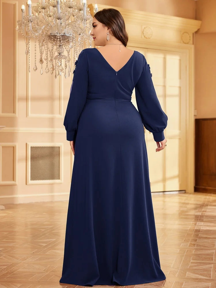 Bellissima Green V-Neck Evening Dress
