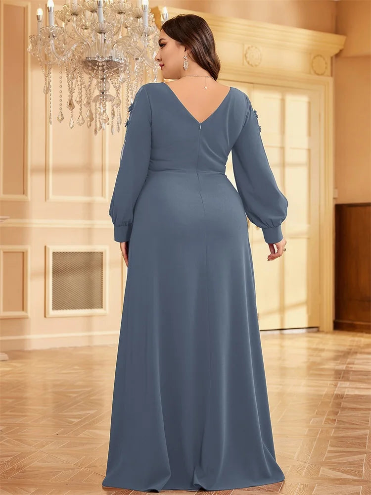 Bellissima Green V-Neck Evening Dress