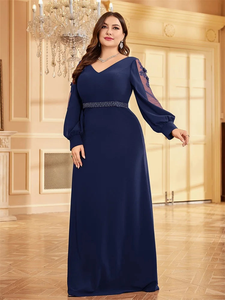 Bellissima Green V-Neck Evening Dress