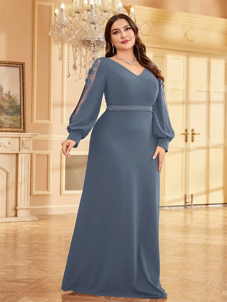 Bellissima Green V-Neck Evening Dress