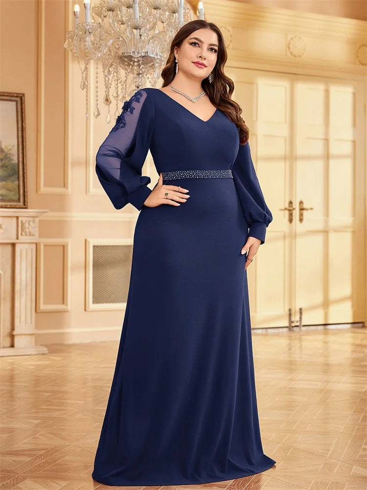 Bellissima Green V-Neck Evening Dress