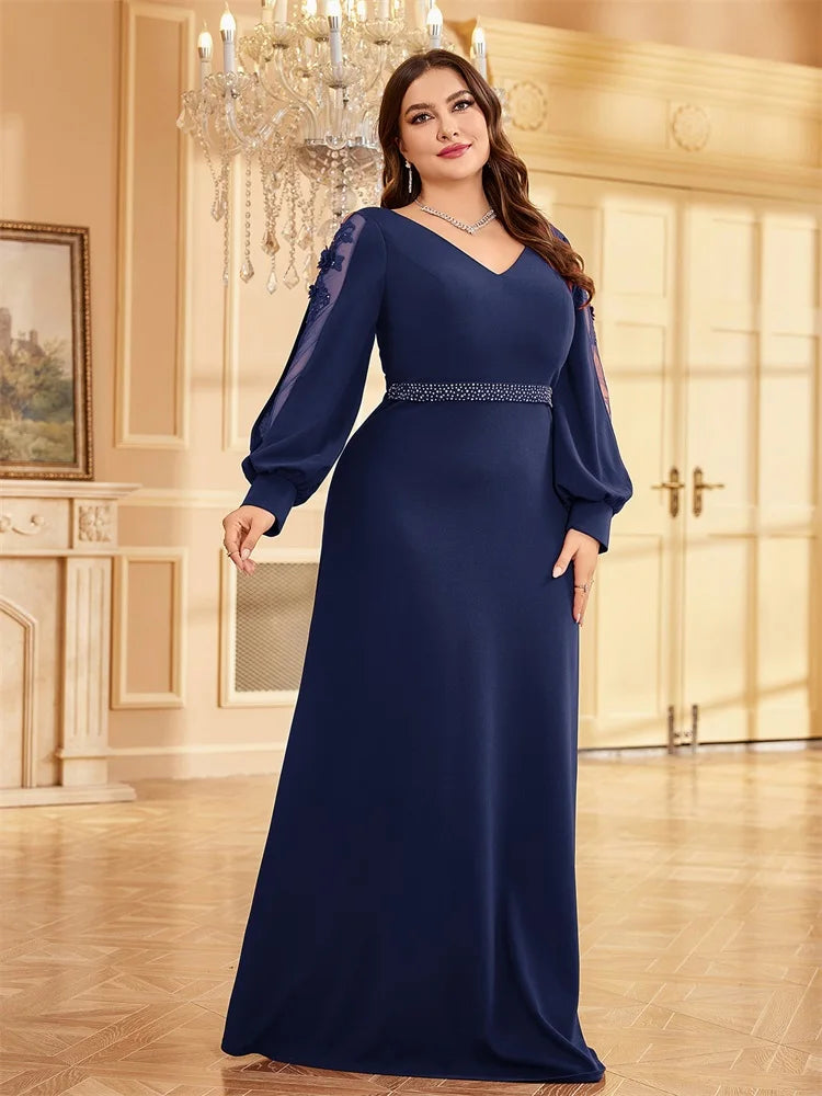 Bellissima Green V-Neck Evening Dress