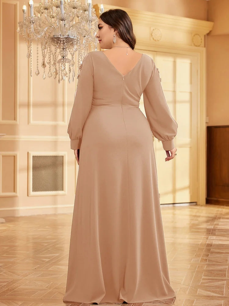 Bellissima Green V-Neck Evening Dress