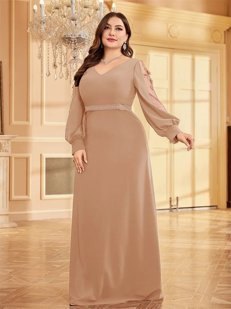 Bellissima Green V-Neck Evening Dress