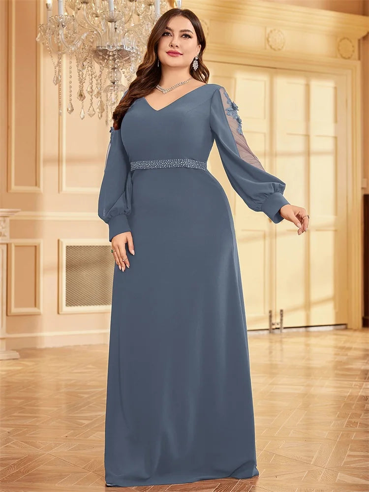 Bellissima Green V-Neck Evening Dress