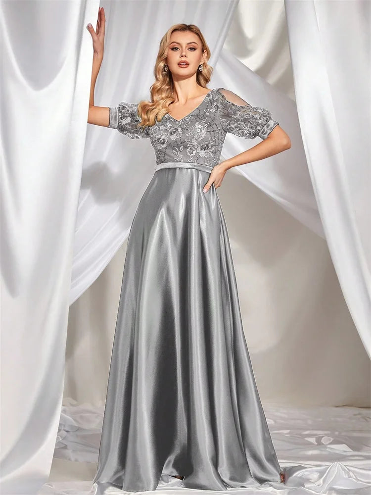 Blueplum Satin Grey Sequin Cocktail Prom Dress | Blue Plum - Blue Plum