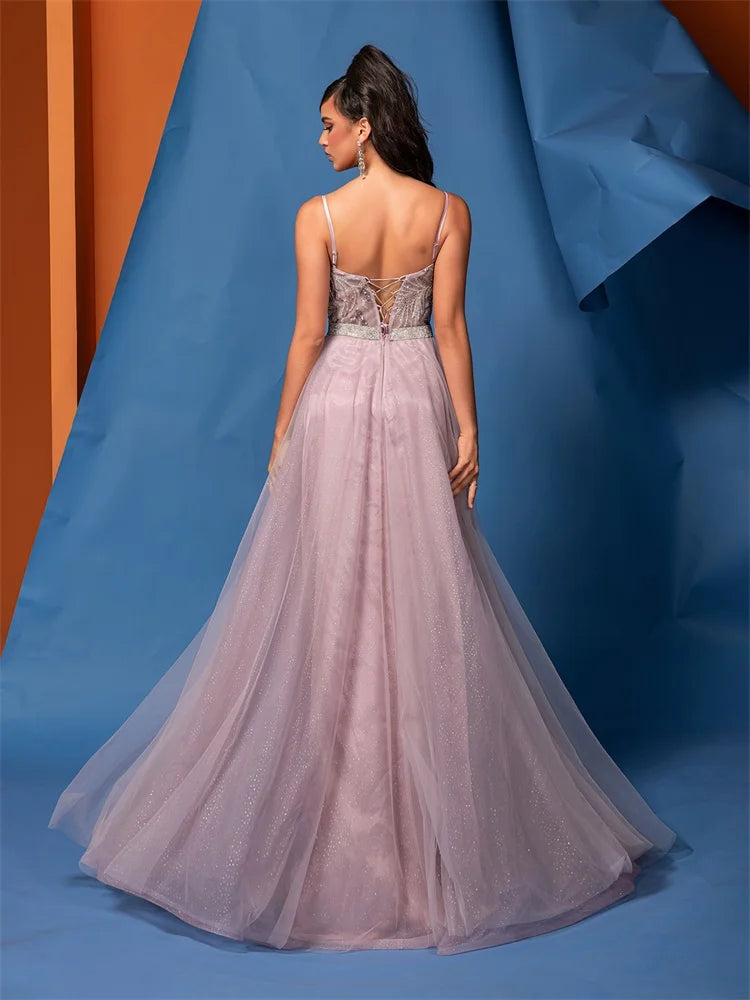 Midnight Blue Sequin V-Neck Evening Gown | Blue Plum - Blue Plum