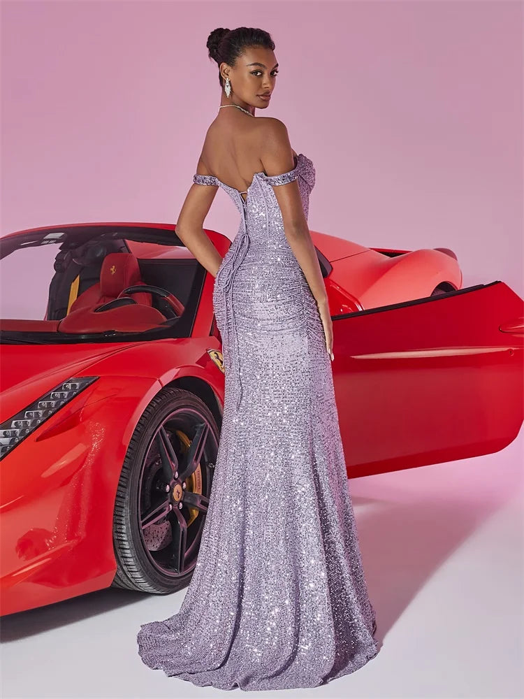 Sparkling Purple Mermaid Evening Dress | Blue Plum - Blue Plum