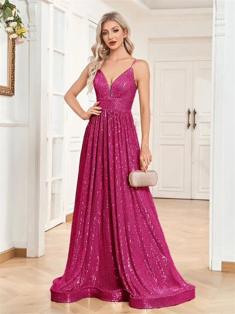 BLUEPLUM Sequins Backless Blue Evening Dress 2025 | Blue Plum - Blue Plum