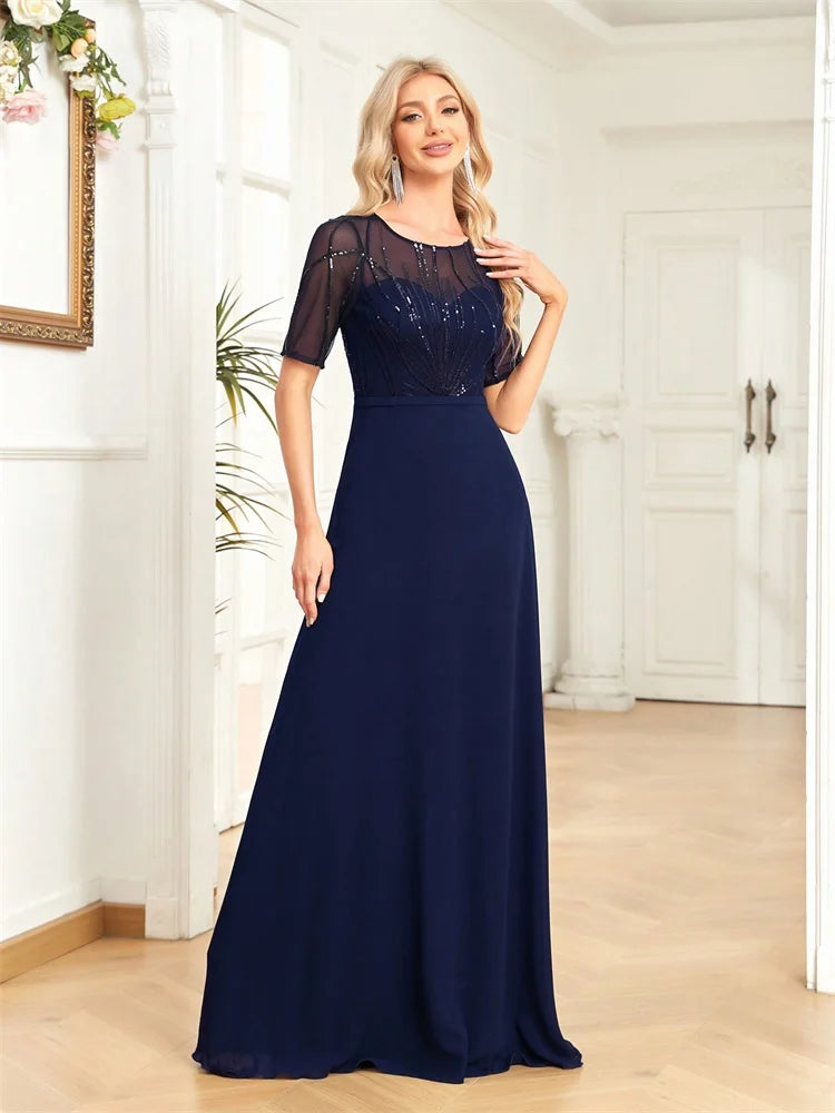 BLUEPLUM Elegant Blue Sequin Formal Maxi Prom Dress | Blue Plum - Blue Plum