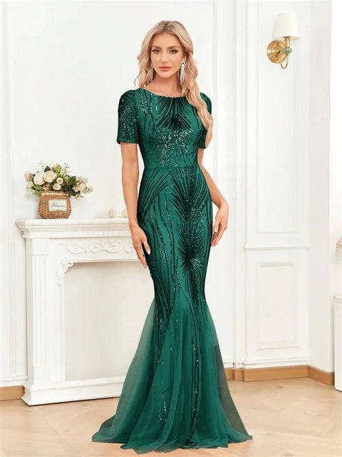 Blueplum Sequin Mermaid Evening Dress for Women | Blue Plum - Blue Plum