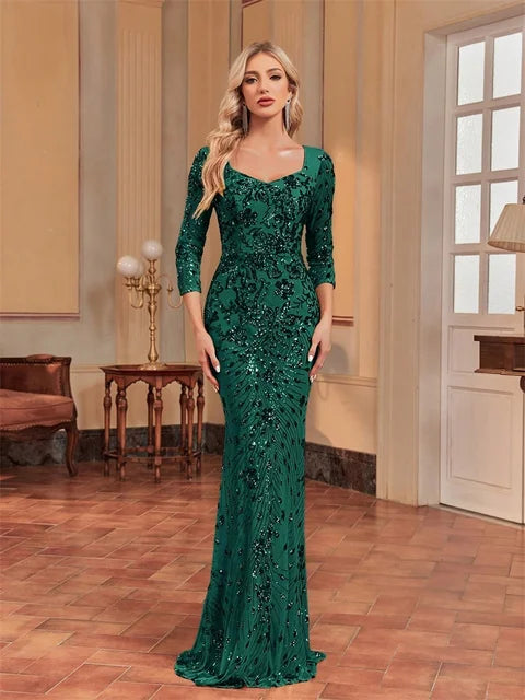 Luxury Blue Sequin Mermaid Evening Gown | Blue Plum - Blue Plum