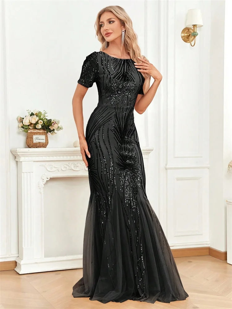 Blueplum Sequin Mermaid Evening Dress for Women | Blue Plum - Blue Plum