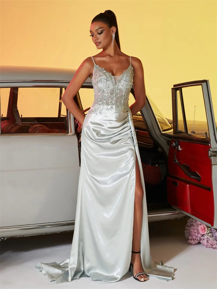 Elegant Blue Satin Mermaid Maxi Dress | Blue Plum - Blue Plum