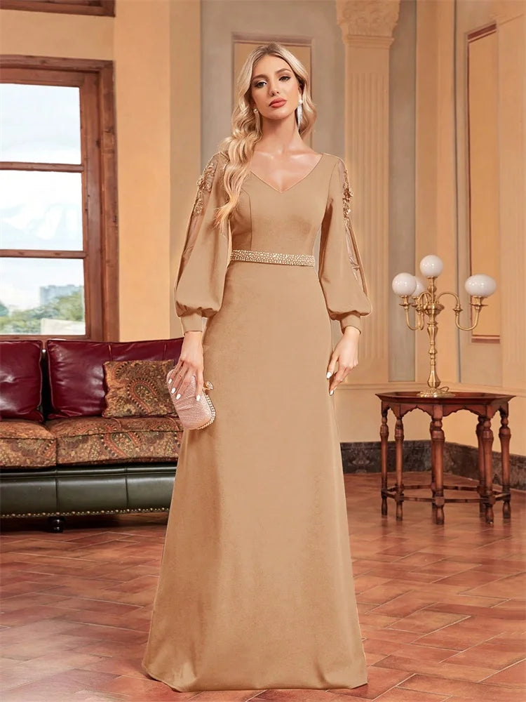 Bellissima Green V-Neck Evening Dress | Blue Plum - Blue Plum