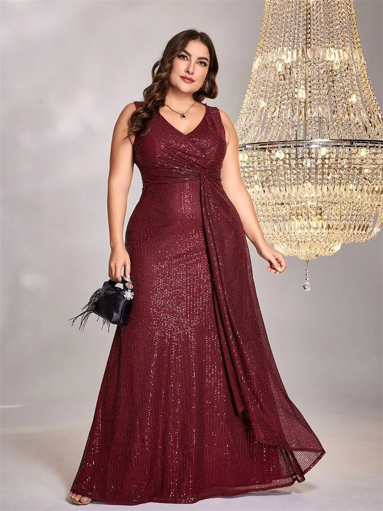 BLUEPLUM V-Neck Sequin Maxi Evening Dress | Blue Plum - Blue Plum
