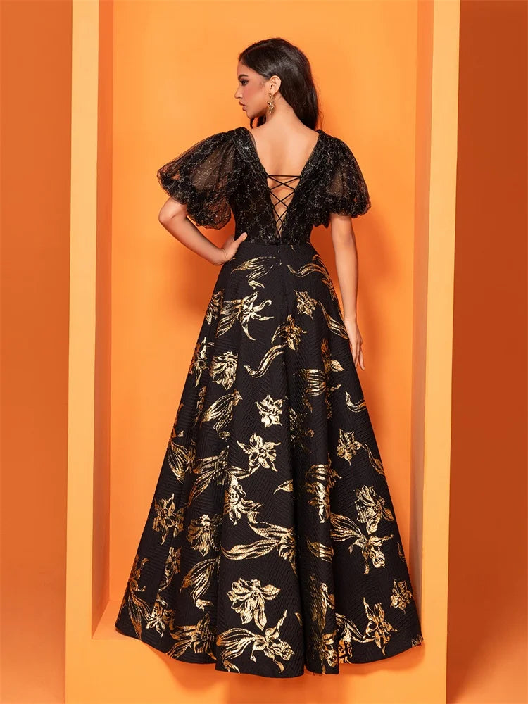 BluePlum Elegant V-Back Evening Dress | Blue Plum - Blue Plum