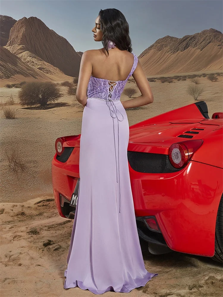 BluePlum Elegant Satin Split Evening Gown | Blue Plum - Blue Plum