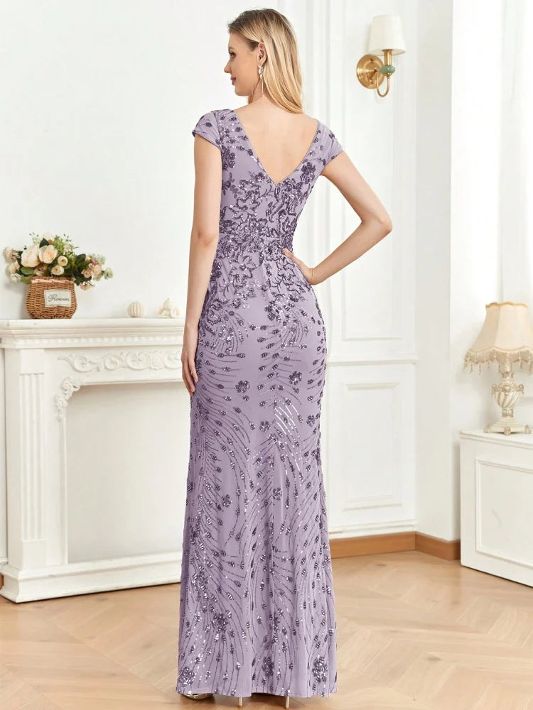 Elegant Green Sequin Mermaid Evening Dress | Blue Plum - Blue Plum