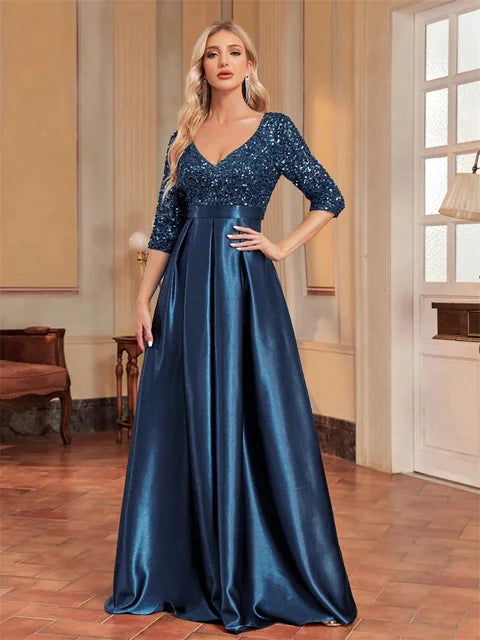 Elegant Sequins Green Evening Dress for Women | Blue Plum - Blue Plum