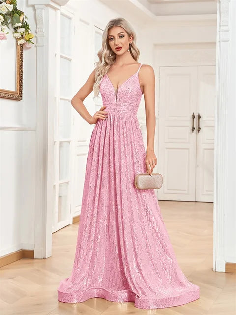 BLUEPLUM Sequins Backless Blue Evening Dress 2025 | Blue Plum - Blue Plum