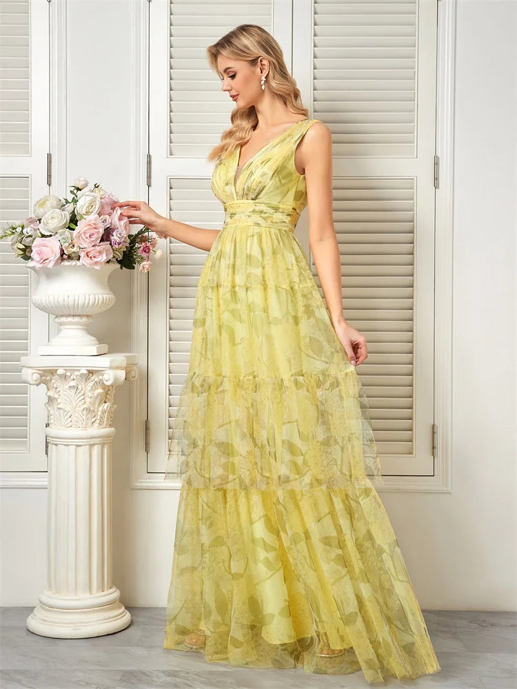 BLUEPLUM V-neck Chiffon Evening Dress | Blue Plum - Blue Plum