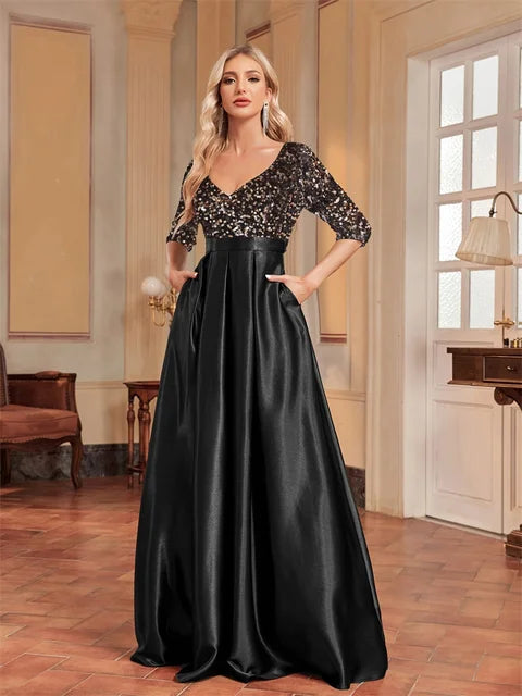 Elegant Sequins Green Evening Dress for Women | Blue Plum - Blue Plum