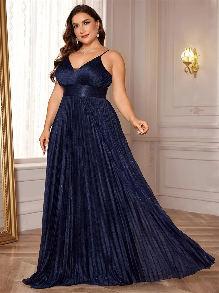 BluePlum Plus Size V-neck Formal Evening Gown | Blue Plum - Blue Plum