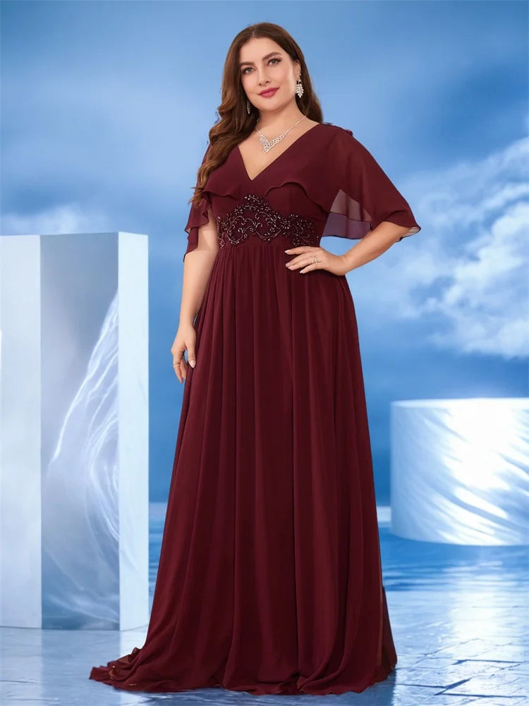 BluePlum Plus Size Chiffon Evening Dress | Blue Plum - Blue Plum