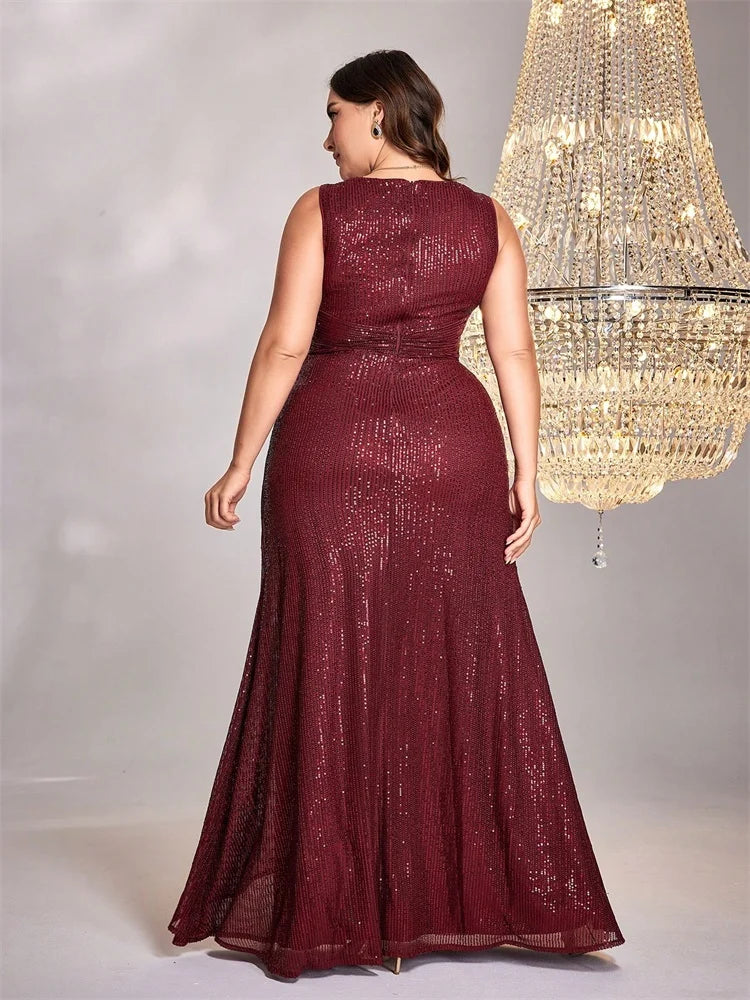 BLUEPLUM V-Neck Sequin Maxi Evening Dress | Blue Plum - Blue Plum