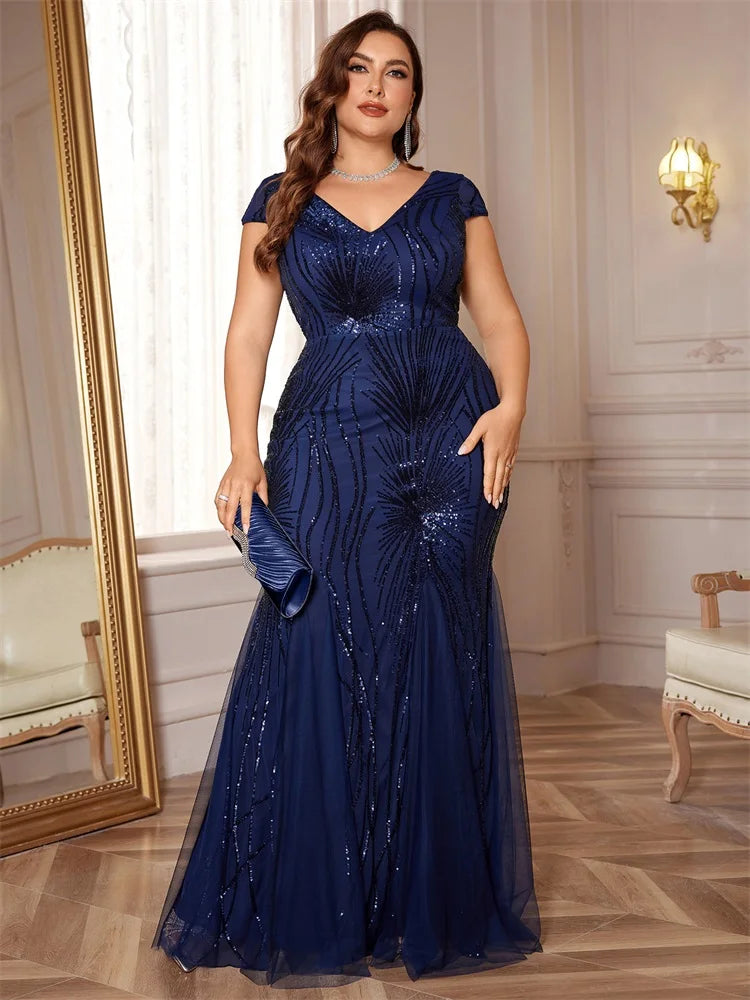 BlueSequin Mermaid Maxi Party Dress - Plus Size Luxury | Blue Plum - Blue Plum