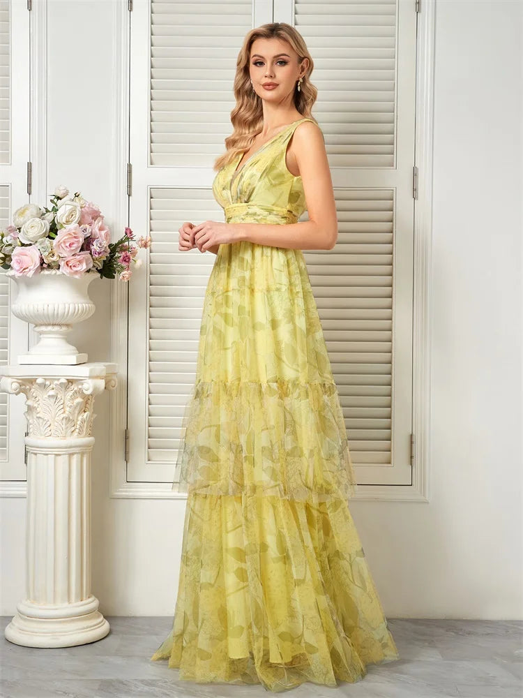 BLUEPLUM V-neck Chiffon Evening Dress | Blue Plum - Blue Plum