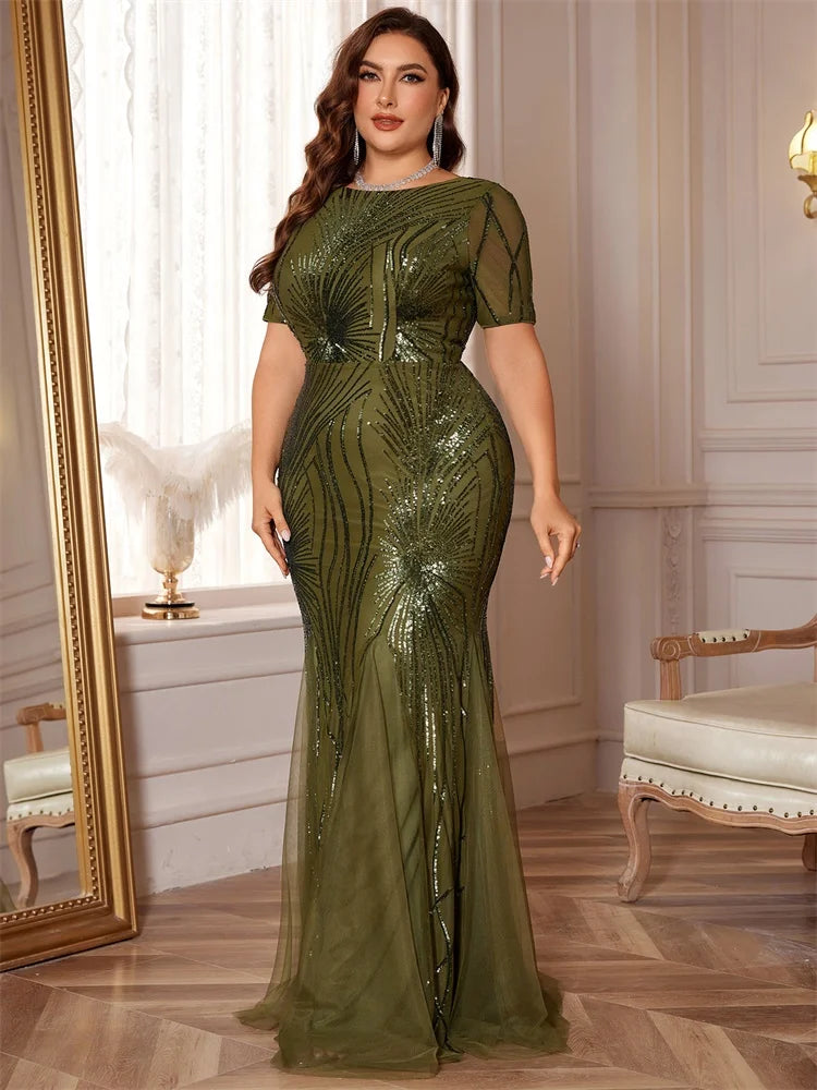 BluePlum Green Sequin Plus Size Evening Dress | Blue Plum - Blue Plum