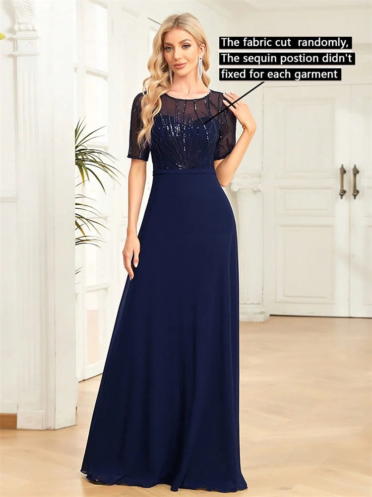 BLUEPLUM Elegant Blue Sequin Formal Maxi Prom Dress | Blue Plum - Blue Plum