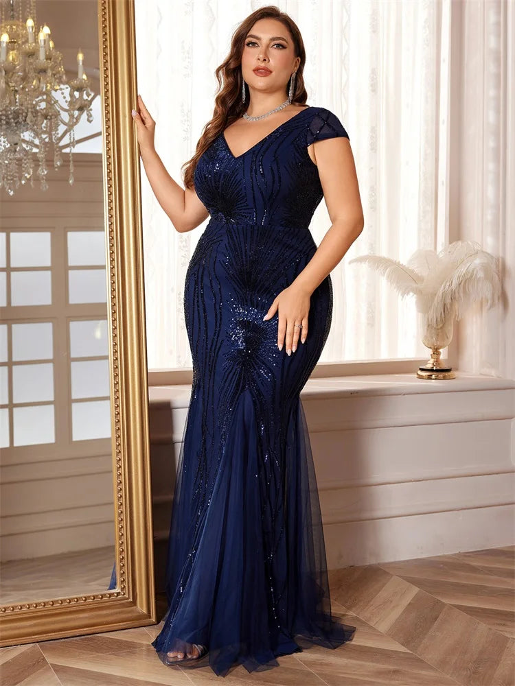 BlueSequin Mermaid Maxi Party Dress - Plus Size Luxury | Blue Plum - Blue Plum