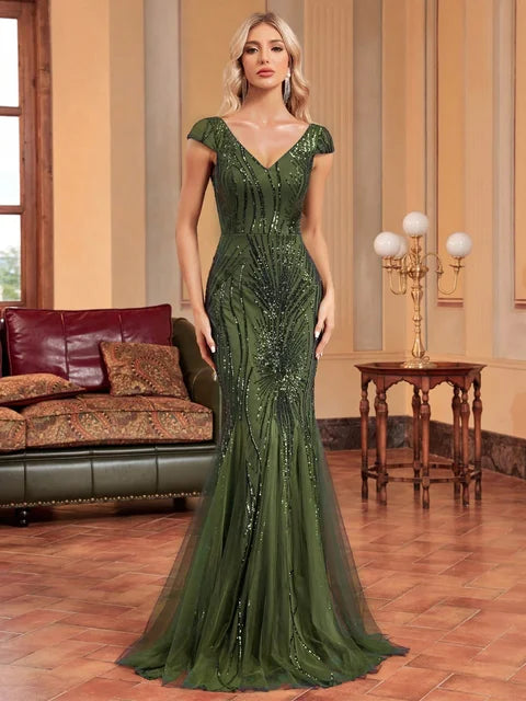 BLUEPLUM Luxury Sequins Mermaid Evening Gown | Blue Plum - Blue Plum