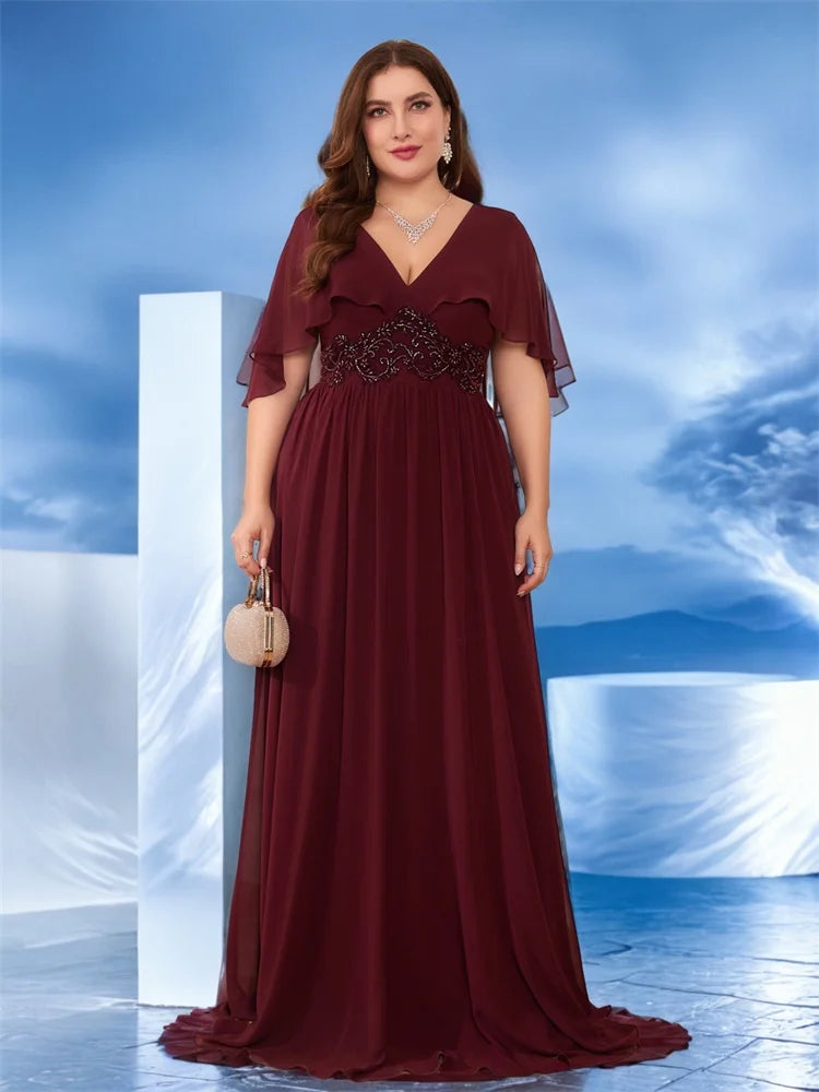 BluePlum Plus Size Chiffon Evening Dress | Blue Plum - Blue Plum
