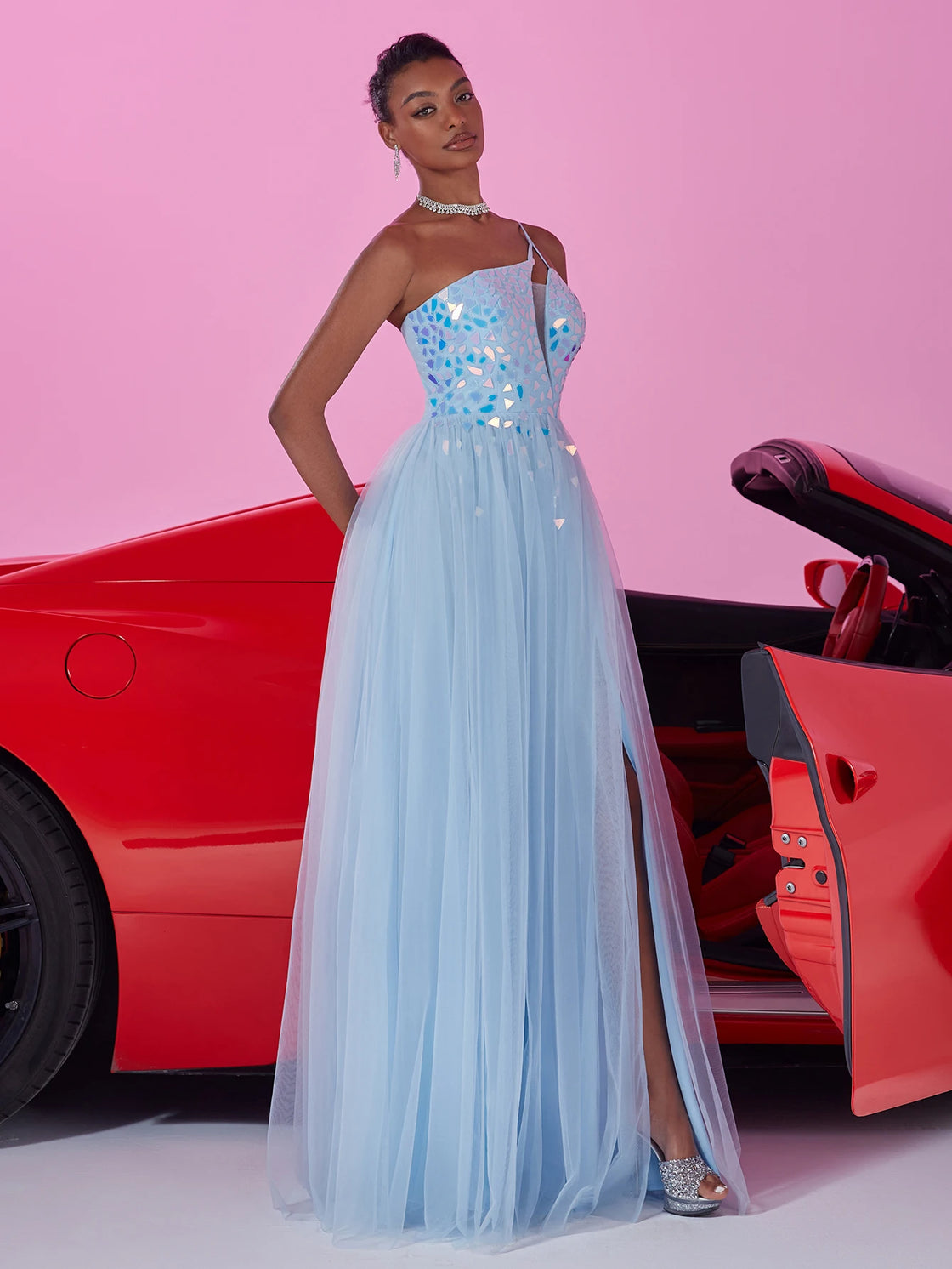 Blue Plum Bow Bridesmaid Dress - Elegant Tulle Luxury Gown | Blue Plum - Blue Plum
