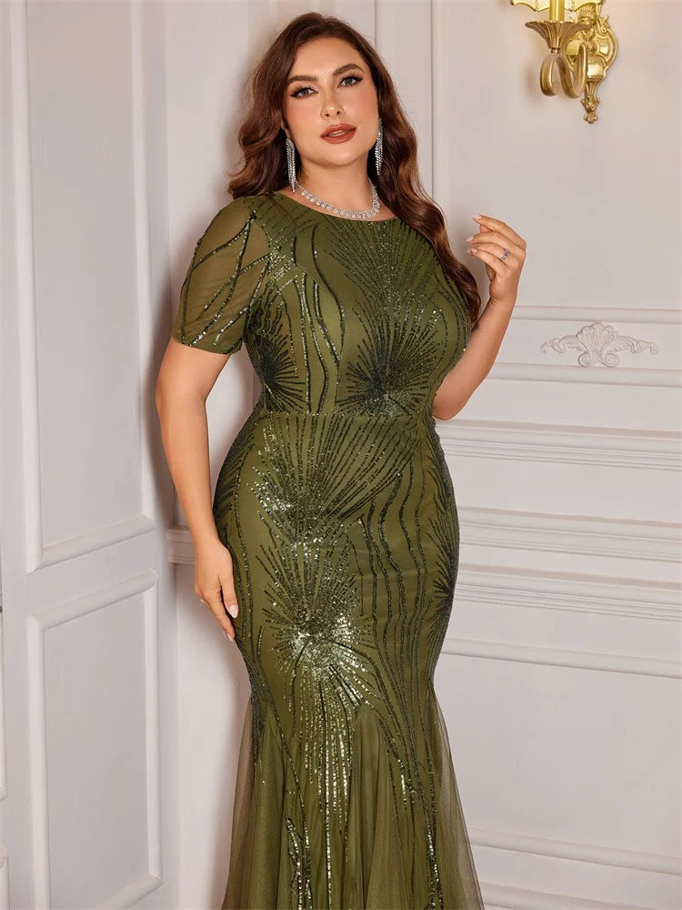 BluePlum Green Sequin Plus Size Evening Dress | Blue Plum - Blue Plum