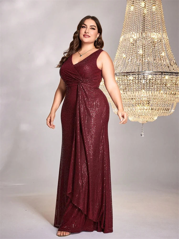BLUEPLUM V-Neck Sequin Maxi Evening Dress | Blue Plum - Blue Plum