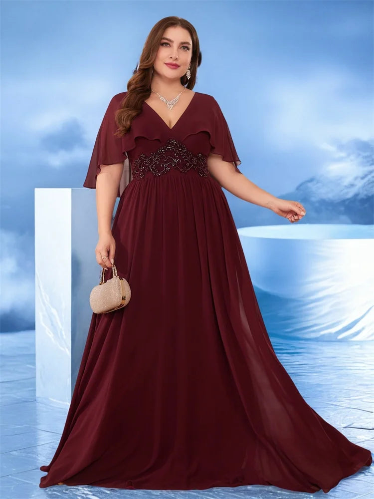 BluePlum Plus Size Chiffon Evening Dress | Blue Plum - Blue Plum