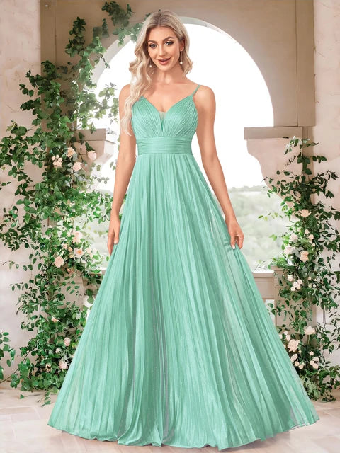 BLUEPLUM Elegant Green Evening Dress - Backless A-line Gown | Blue Plum - Blue Plum