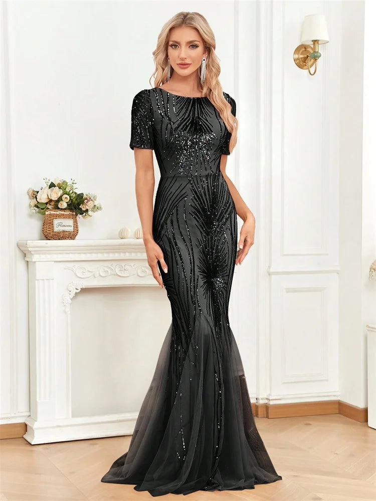 Blueplum Sequin Mermaid Evening Dress for Women | Blue Plum - Blue Plum