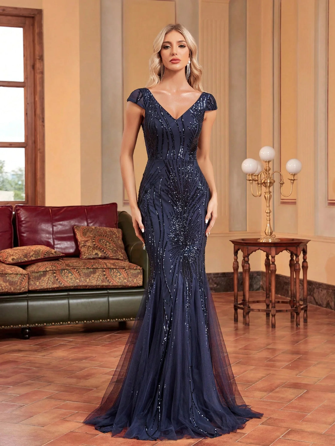 BLUEPLUM Luxury Sequins Mermaid Evening Gown | Blue Plum - Blue Plum