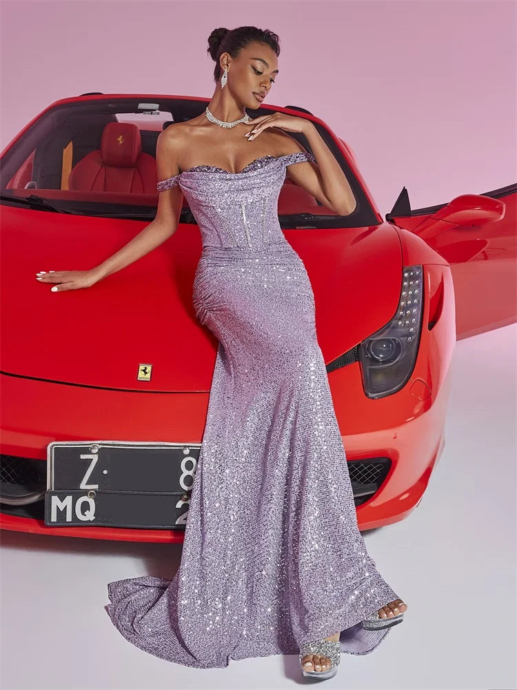 Sparkling Purple Mermaid Evening Dress | Blue Plum - Blue Plum