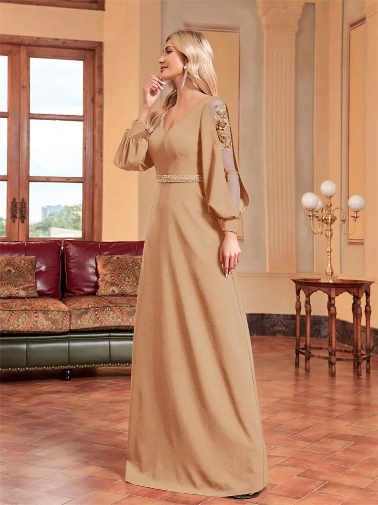 Bellissima Green V-Neck Evening Dress | Blue Plum - Blue Plum