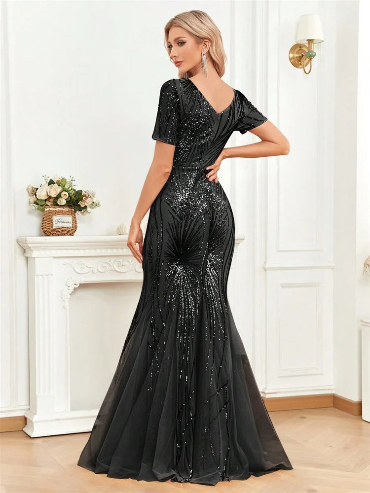 Blueplum Sequin Mermaid Evening Dress for Women | Blue Plum - Blue Plum