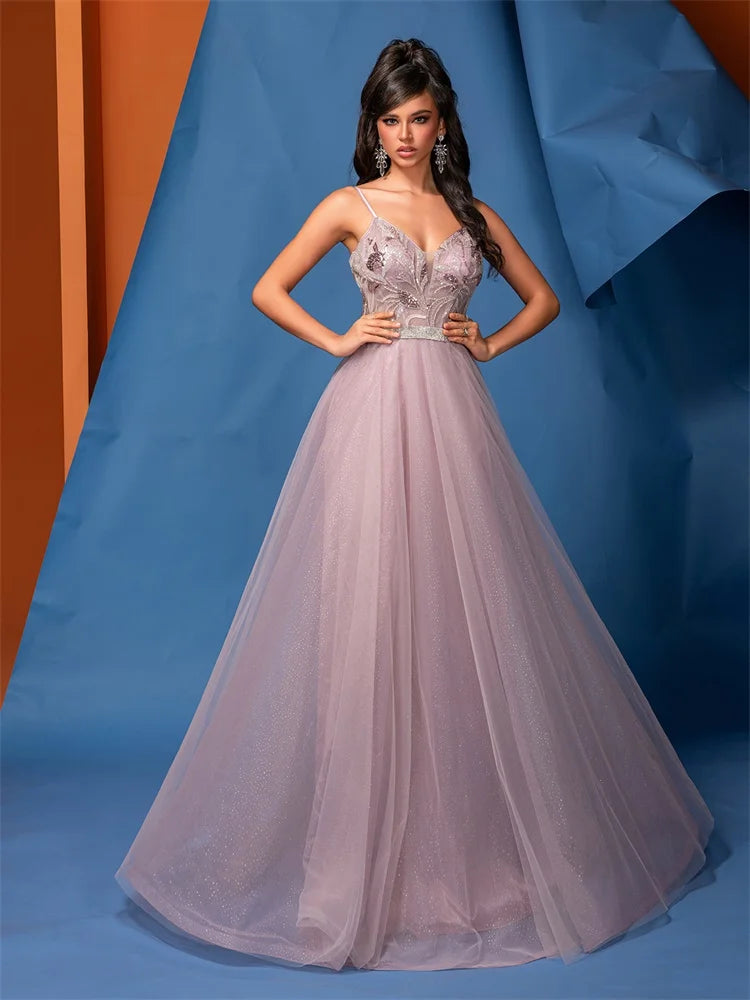 Midnight Blue Sequin V-Neck Evening Gown | Blue Plum - Blue Plum